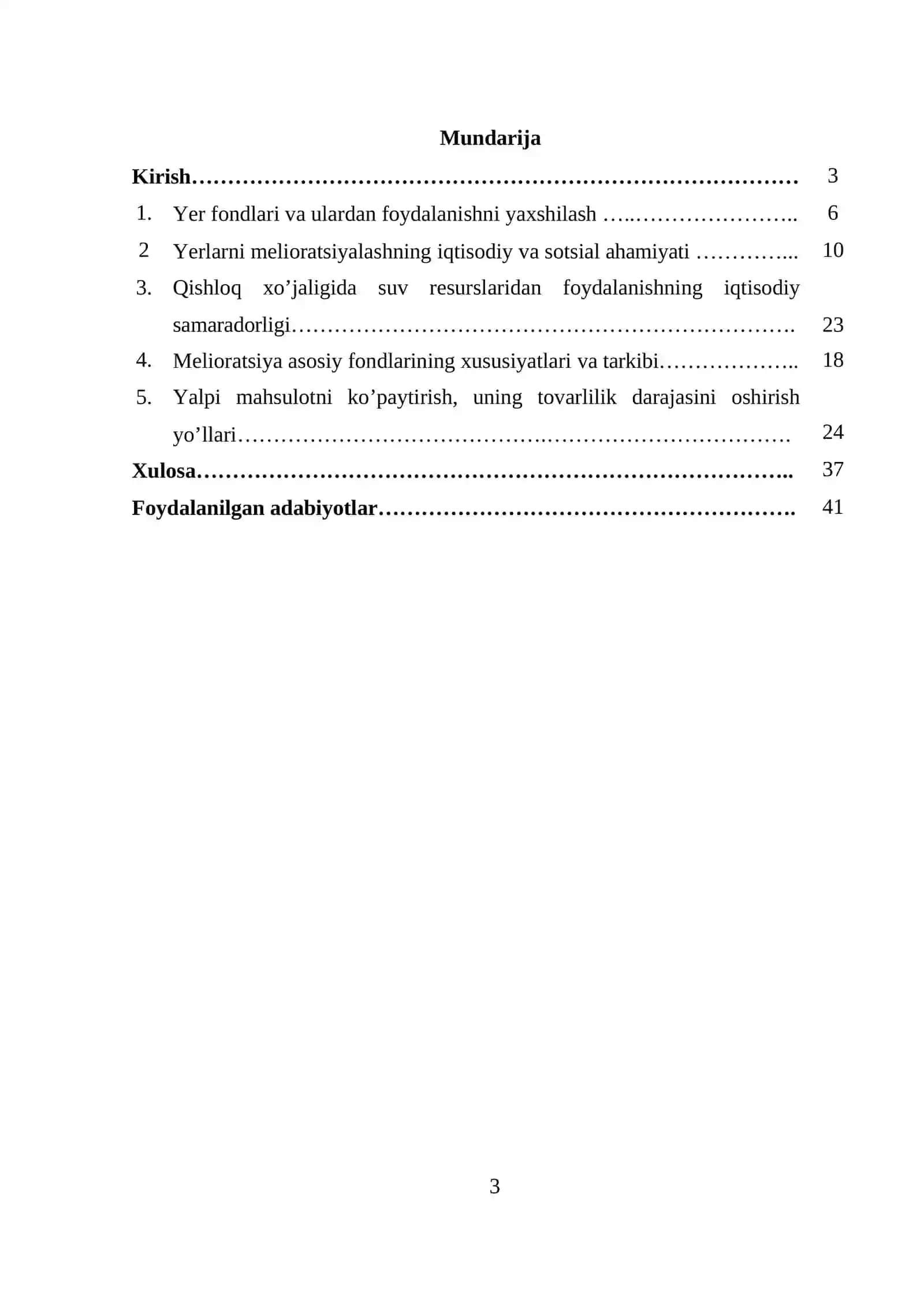 O‘zbekiston respublikasida qishloq va suv xo‘jaligi tarmoqlarida faoliyat yurutuvchi xo‘jalik subyektlarini moliyaviy qollab-quvvatlashning asoslari mavzusida kurs ishi 3