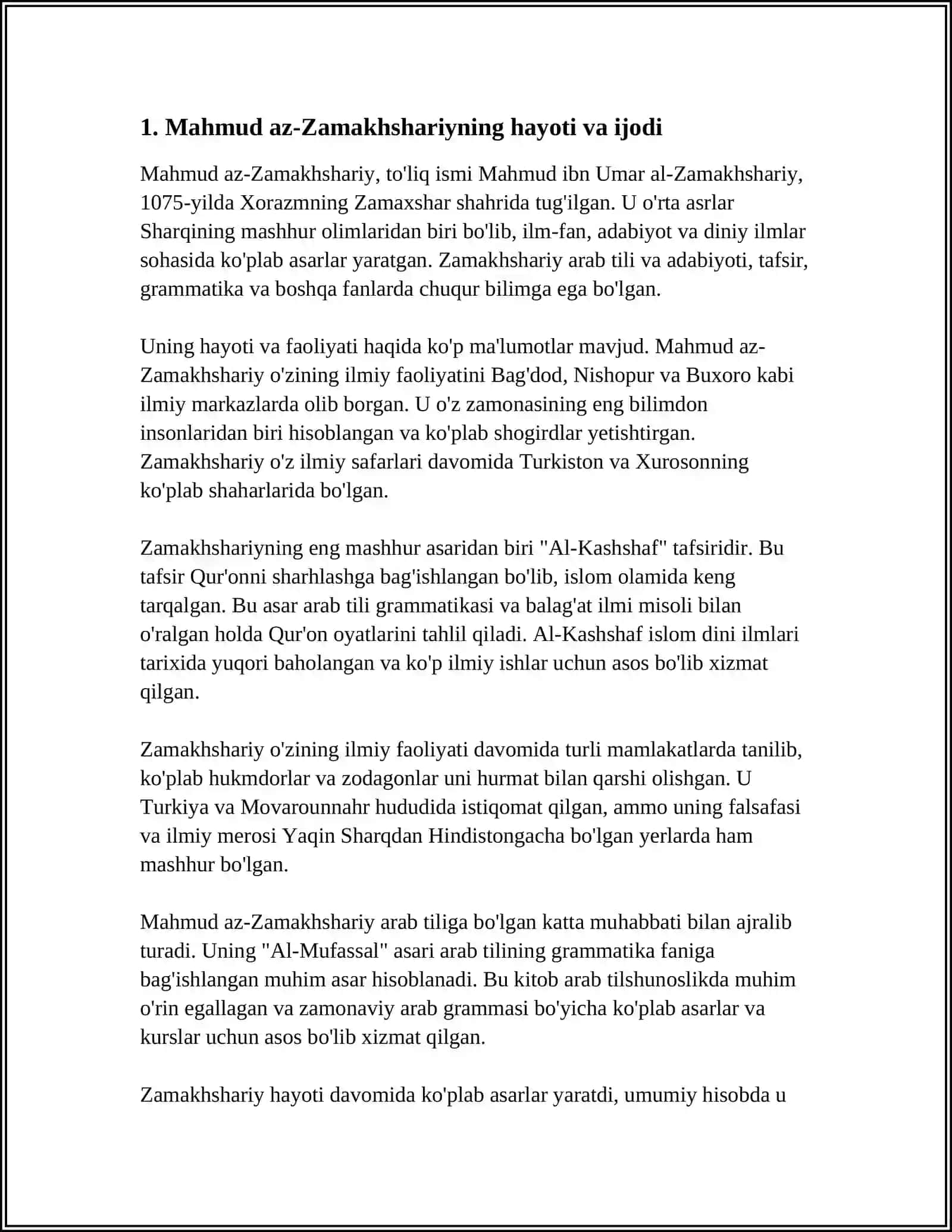 MAHMUD AZ ZAMAHSHARIYNING TURKIY ASARLARI XUSUSIYATI 3