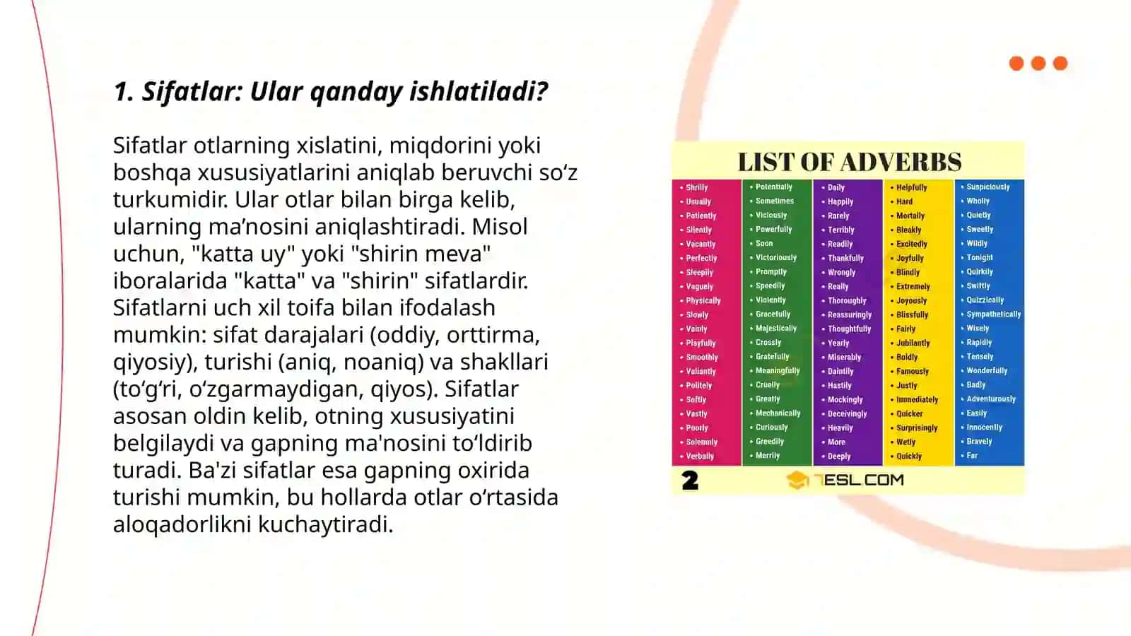 Sifatlar: Ular qanday ishlatiladi? 3