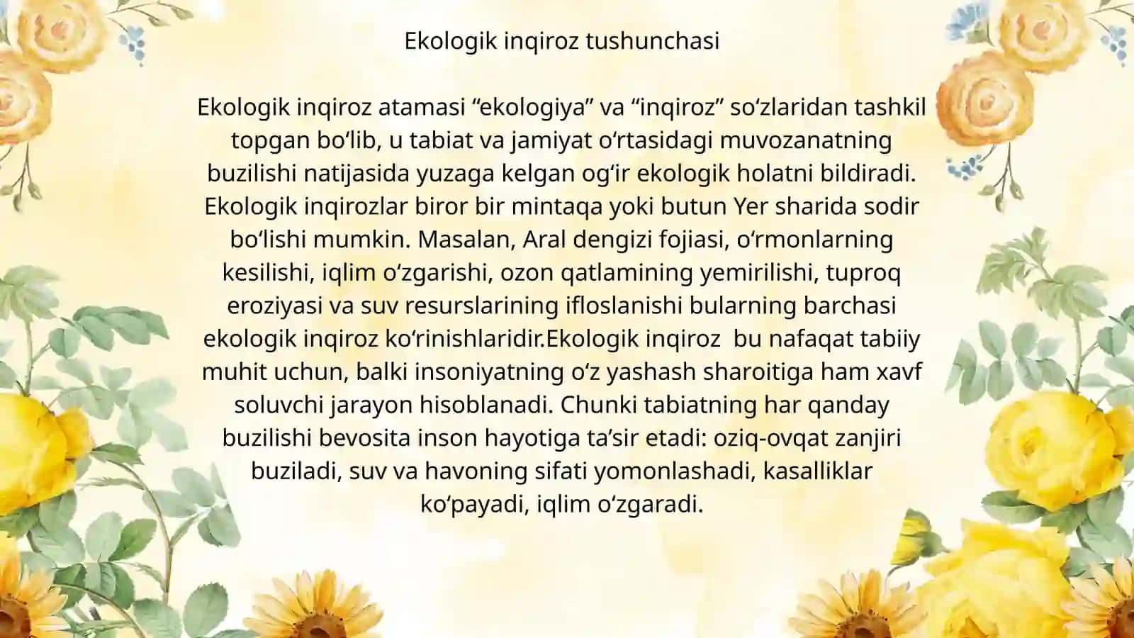 Ekologik inqirozlar va ularning oldini olish choralari 3