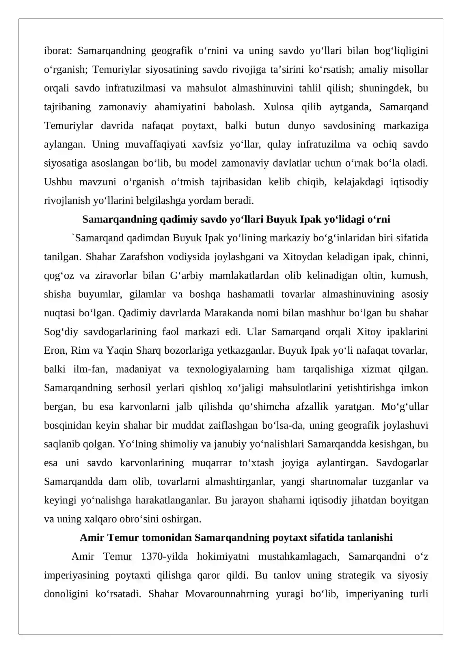 Temuriylar davlatida Samarqand – jahon savdo markazi 3