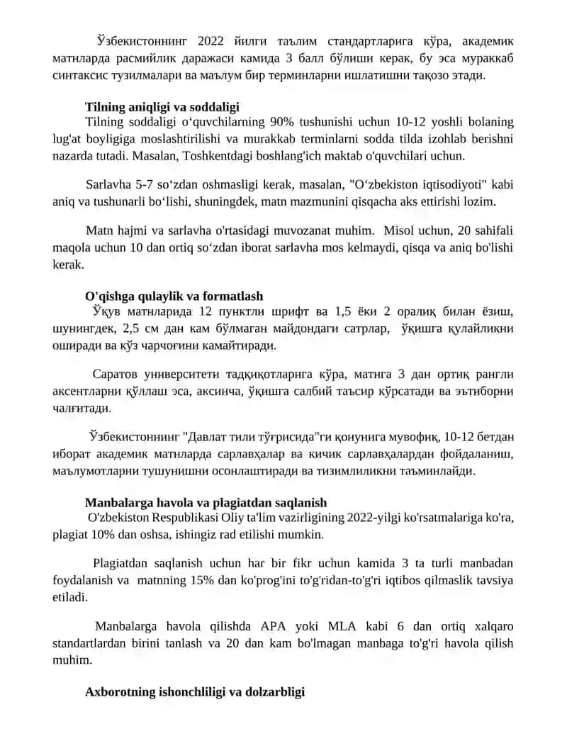 Akademik matnlarni loyihalash qoidalari va standartlari 3