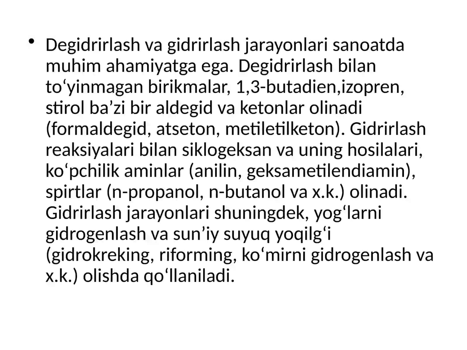 Degidrirlash va gidrirlash jarayonlari 3