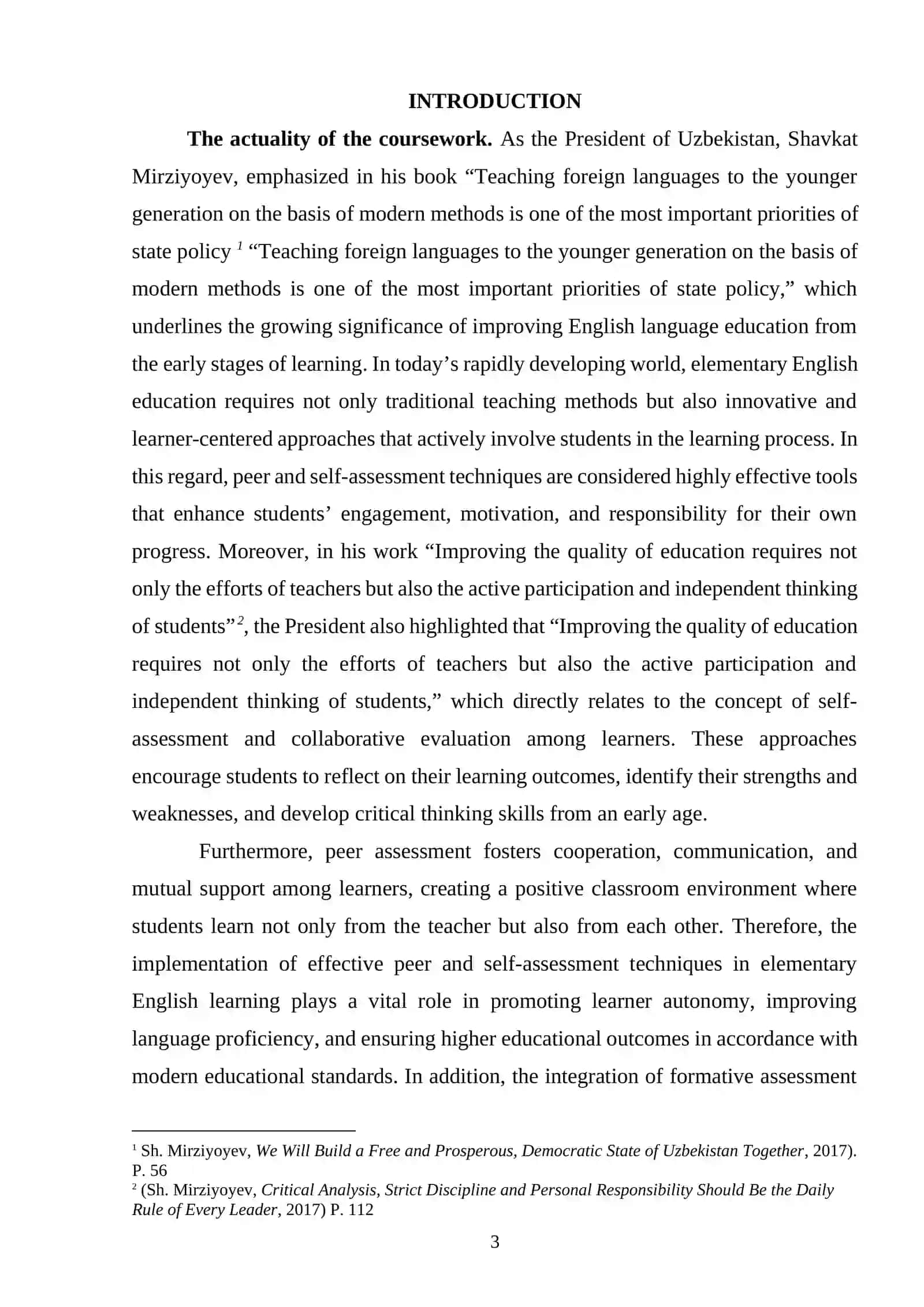 EFFECTIVE PEER AND SELF-ASSESMENT TECHNIQUES IN ELEMENTARY ENGLISH LEARNING 3