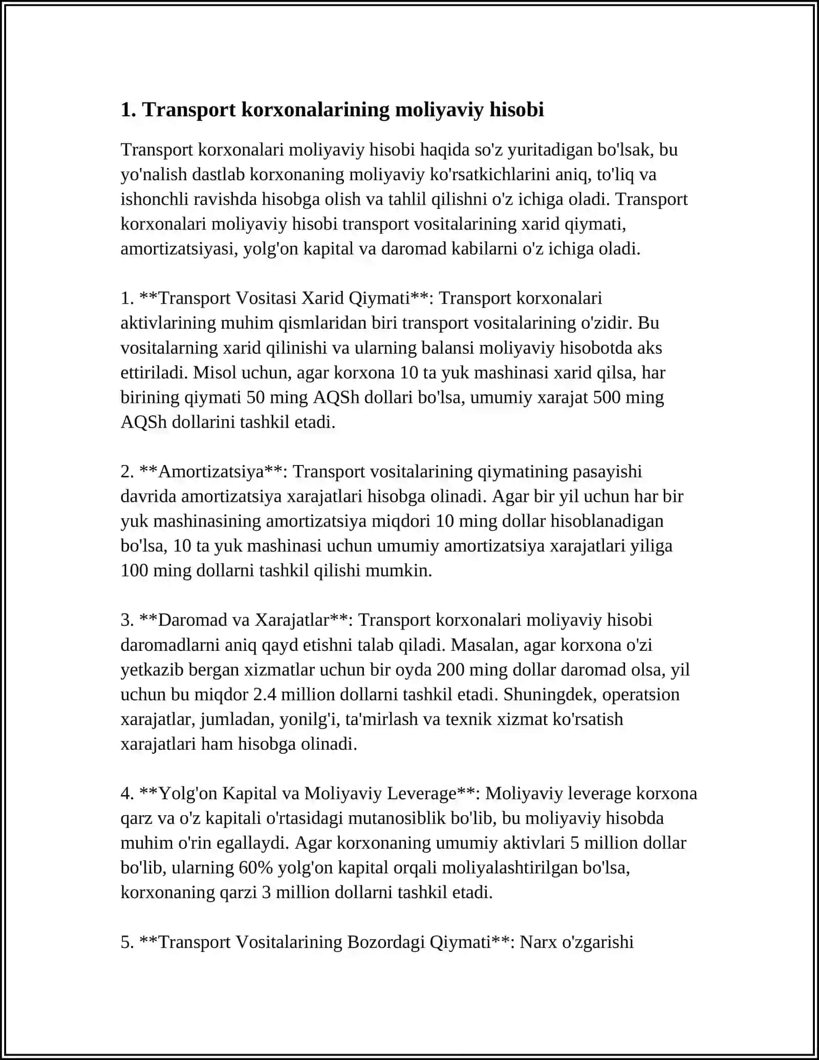 AVTOTRANSPORT KORXONALARIDA MOLYAVIY NATIJALAR HISOBI 3