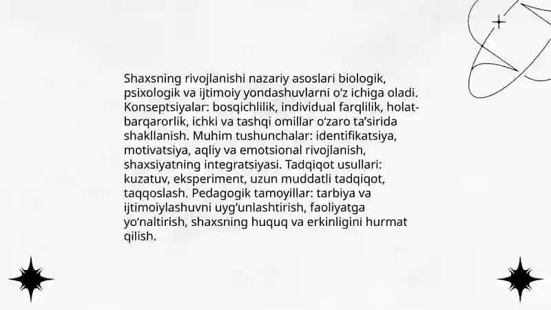 SHAXSNING RIVOJLANISHI, TARBIYASI VA IJTIMOIYLASHUVI. YAXLIT PEDAGOGIK JARAYON. 3