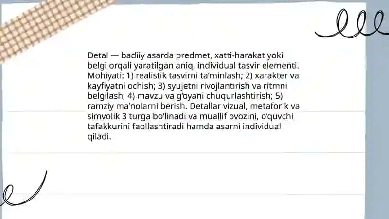 Badiiy asarda detal 3