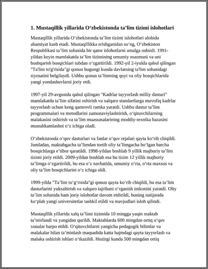 MUSTAQILLIK YILLARIDA O'ZBEKISTONDA MADANIY VA MARIFIY TARAQQIYOT 3