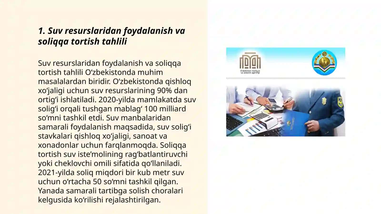 Suv resurslaridan foydalanish va soliqqa tortish tahlili 3