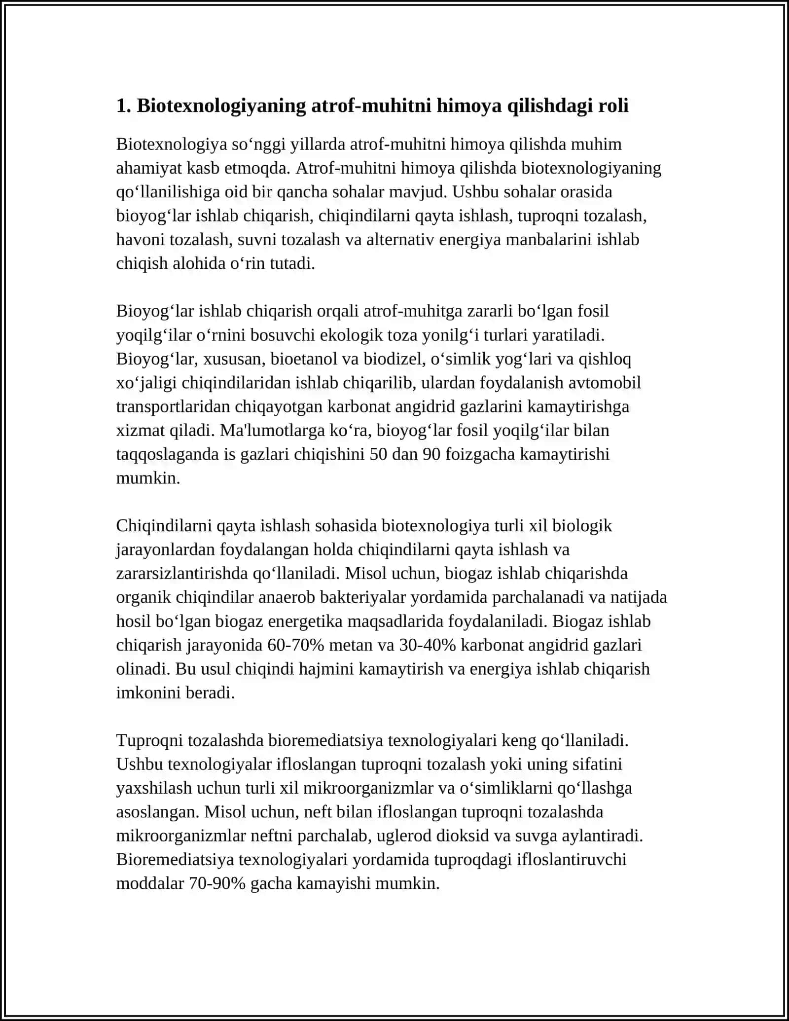 BIOTEXNOLOGIYA FANI MUSTAQIL ISH 3