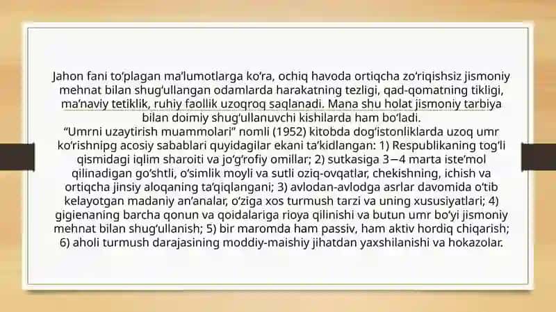 :uzoq umr ko’rish muammolari 3