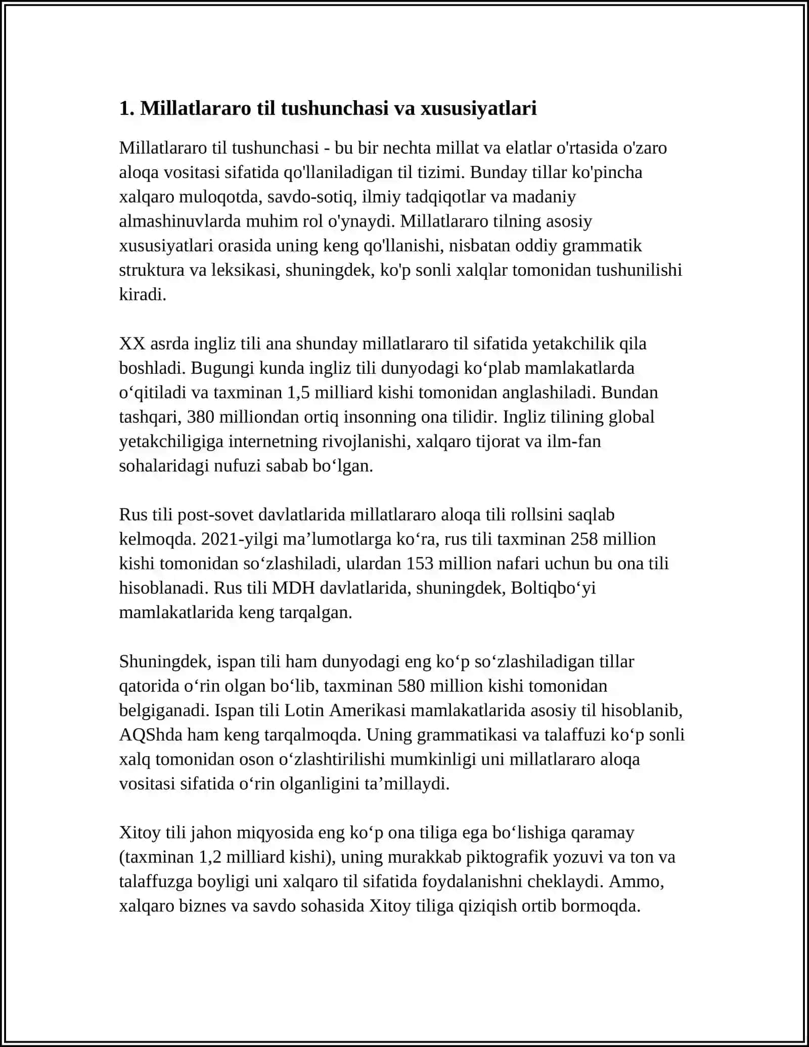 MILLATLARARO TILLAR, XALQARO TILLAR, SUNʼIY TILLAR 3