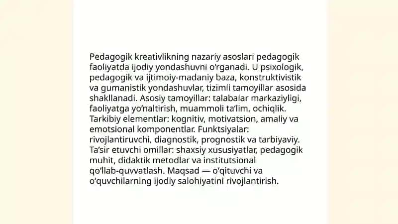 Pedagogik kreativlik va uning o’ziga xos jihatlari 3