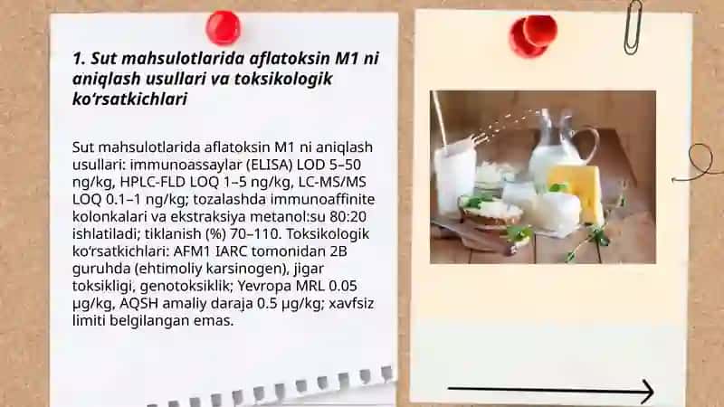 Sut mahsulotlariga tegishli tibbiy toksikologik ko'rsatgichlarini aniqlash 3