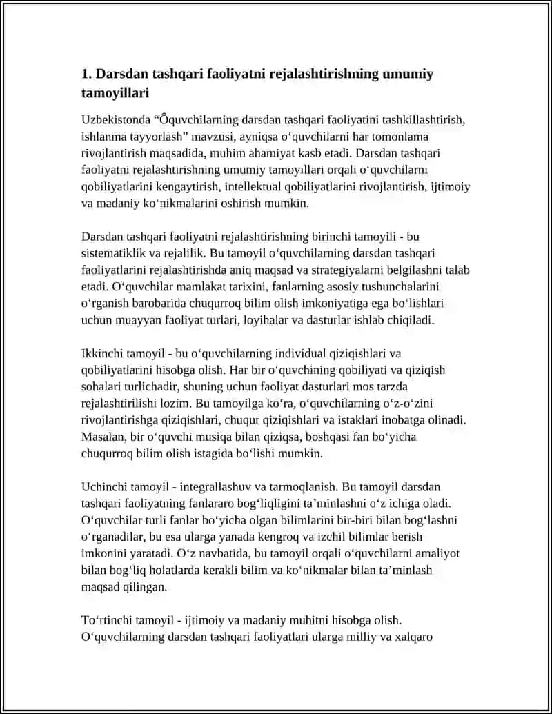 ÔQUVCHILARNING DARSDAN TASHQARI FAOLIYATINI TASHKILLASHTIRISH, ISHLANMA TAYYORLASH 3