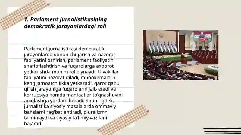 Parlament jurnalistikasining ahamiyati Xaytbayeva Shoira 3