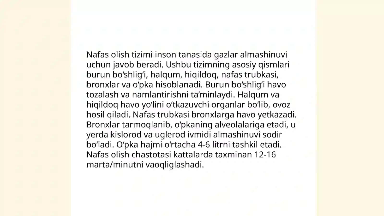Nafas olish tizimi a’zolarining qiyosiy gistologik tavsifi 3