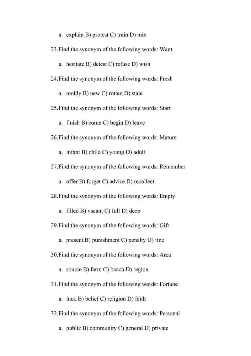 Synonym Practice Test 3