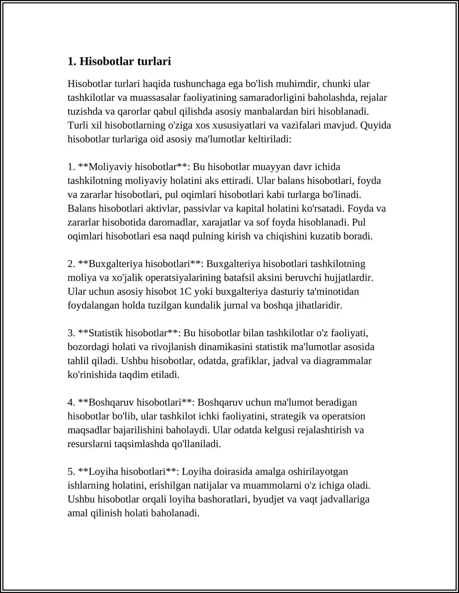 HISOBOT MAXSUS TASHKIL ETILADIGAN KUZATISHLAR BIZNES TEKSHIRISHLAR VA ROʻYXATLAR 3