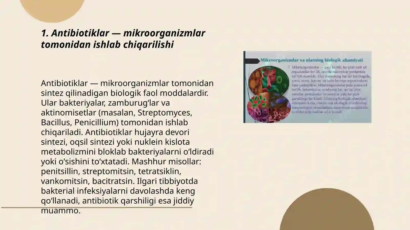 Mikroorganizmlarning hayot faoliyatida ishlab chiqaradigan mahsulotlari 3