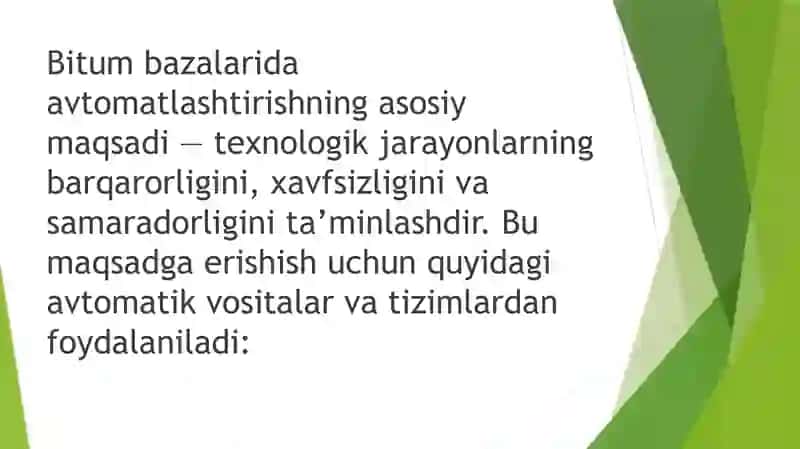 Bitum Bazalarida texnologik jarayonlarni avtomatlashtirish 3