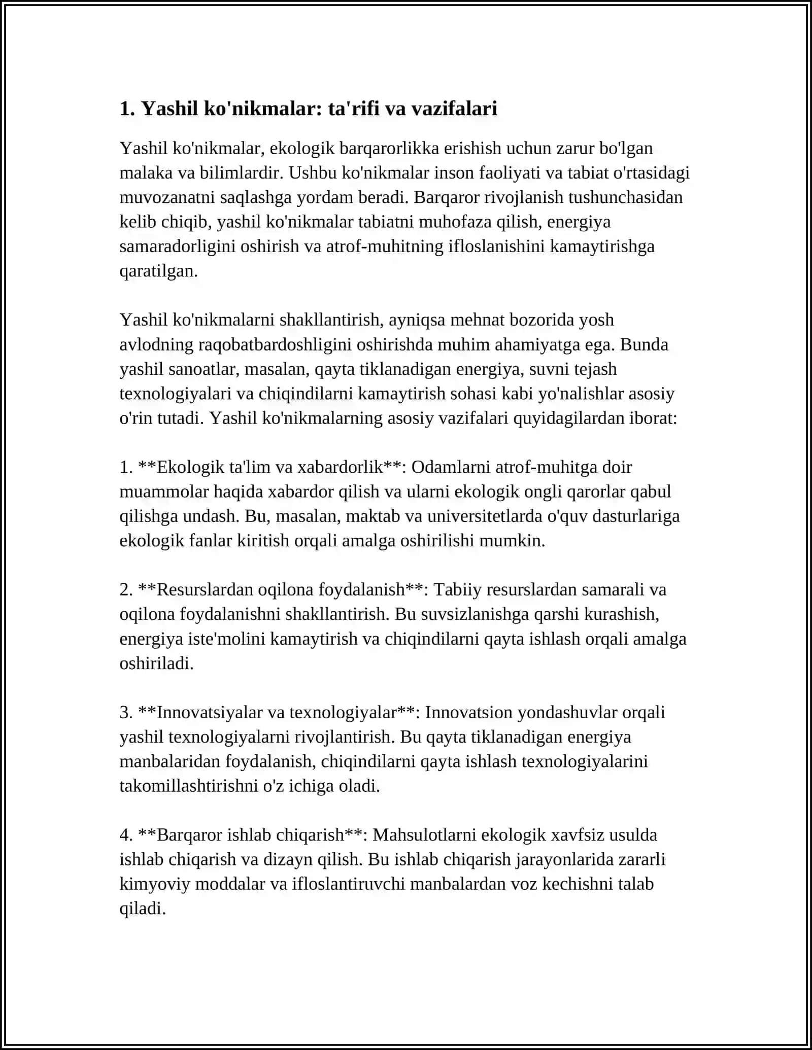 "YASHIL" KOʼNIKMALAR VA UNING FOYDALI JIHATLARI 3