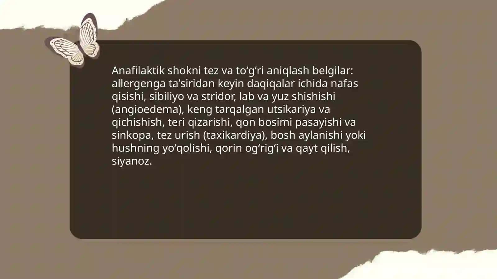 Anafilatik shok va kivinki ishida koʻrsatiladigan birinchi yordam 3
