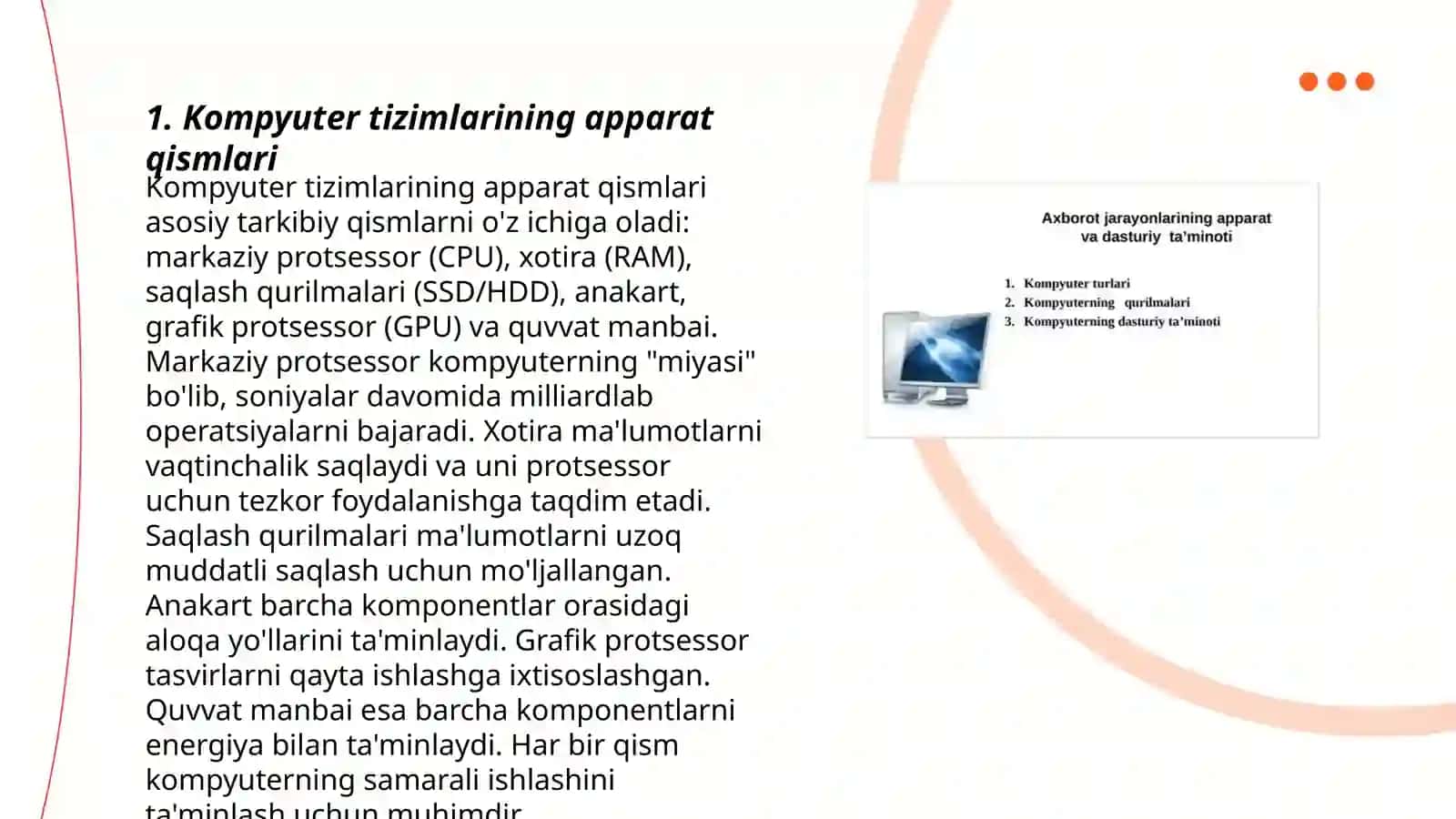 Axborot jarayonlarining apparat va dasturiy ta'minoti 3