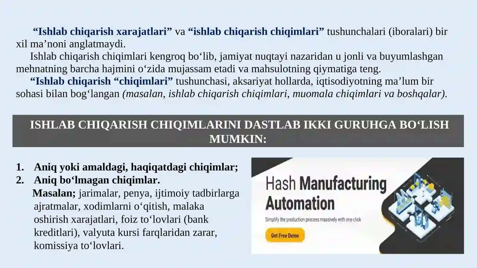 XO’JALIK YURITUVCHI SUBYEKTNING ISHLAB CHIQARISHCHIQIMLARI, FOYDASI VA RENTABELLIGI 3