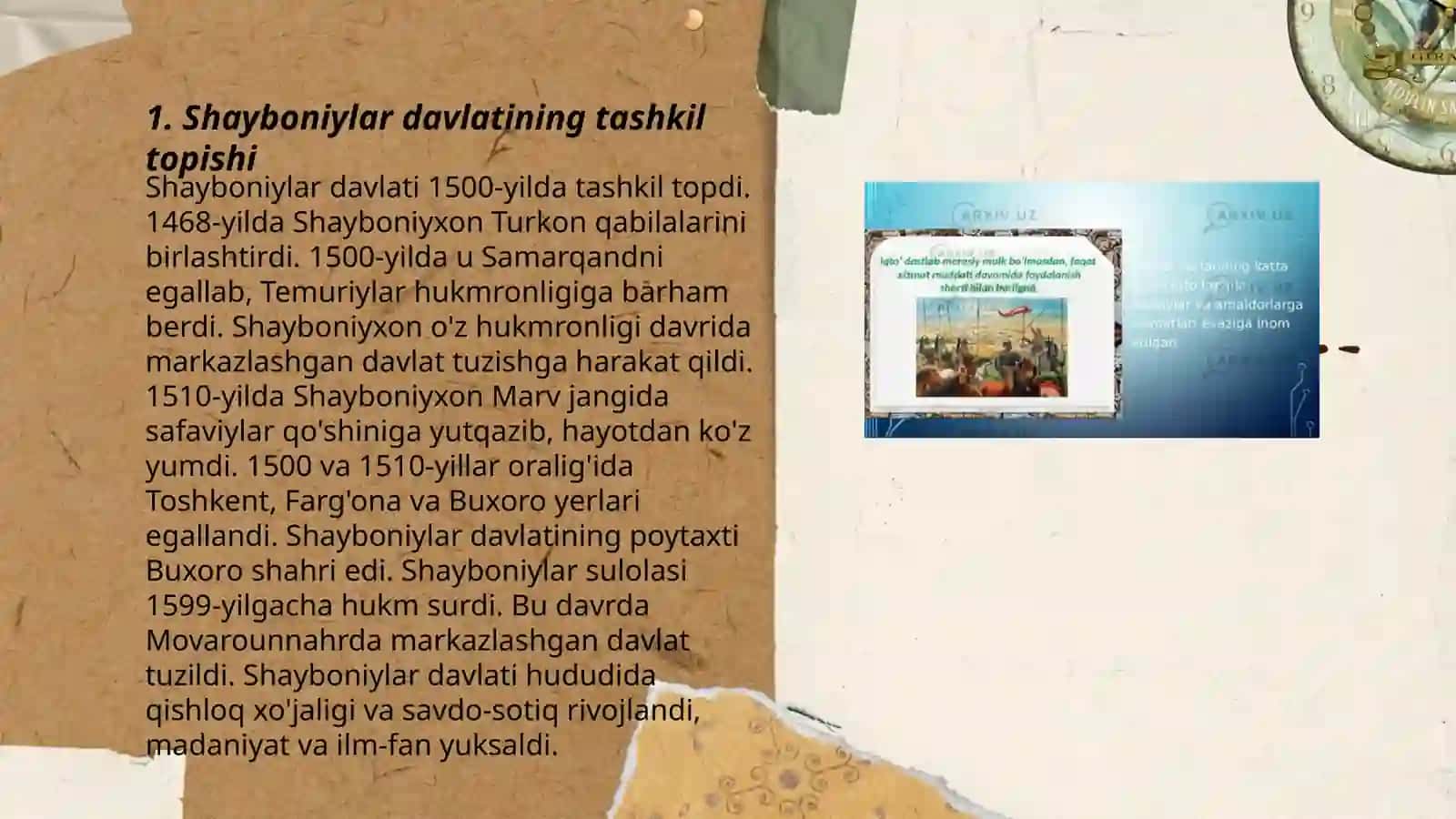 Shayboniylar davlatining ma’muriy tuzilishi va davlat boshqaruvi 3