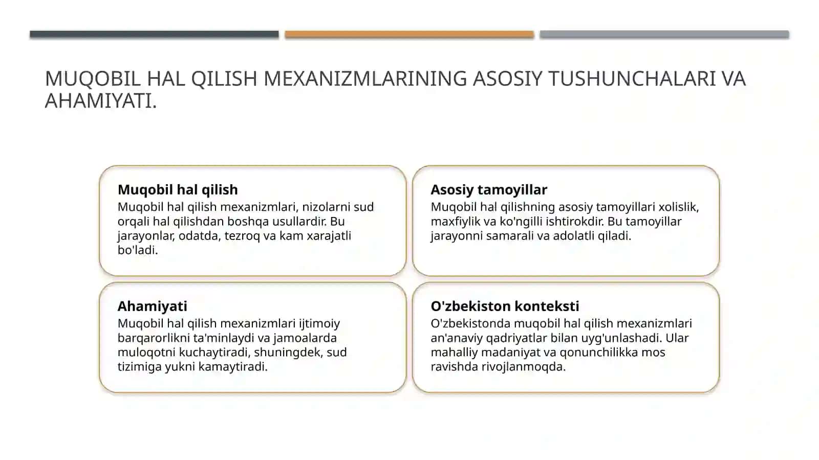 Nizolarni muqobil hal qilish mexanizmlari 3