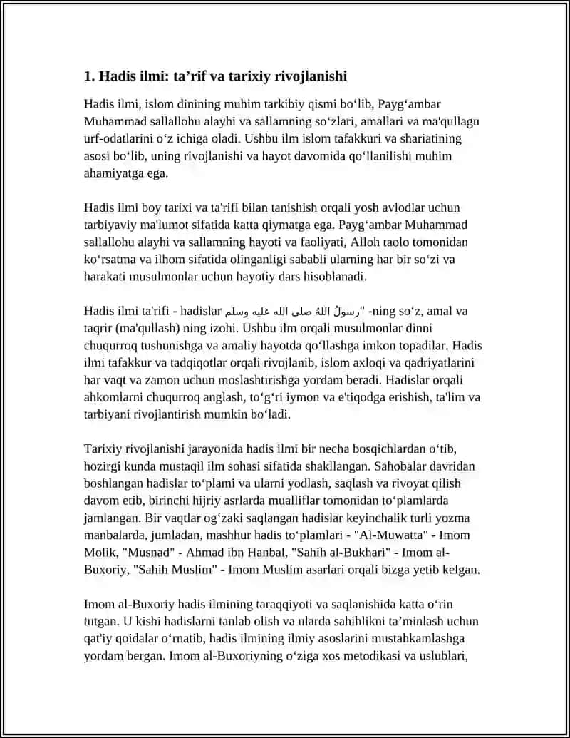 HADIS ILMI VA UNING TARBIYAVIY AHAMIYATI. IMOM AL BUXORIYNING PEDAGOGIK GʻOYALARI 3