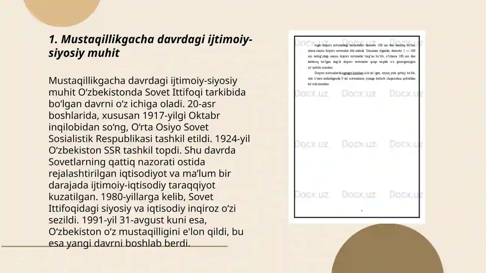 Slayd dars: Mustaqillikgacha davr va bugungi kundagi inqirozli ijtimoiy hodisalarning tasnifi 3