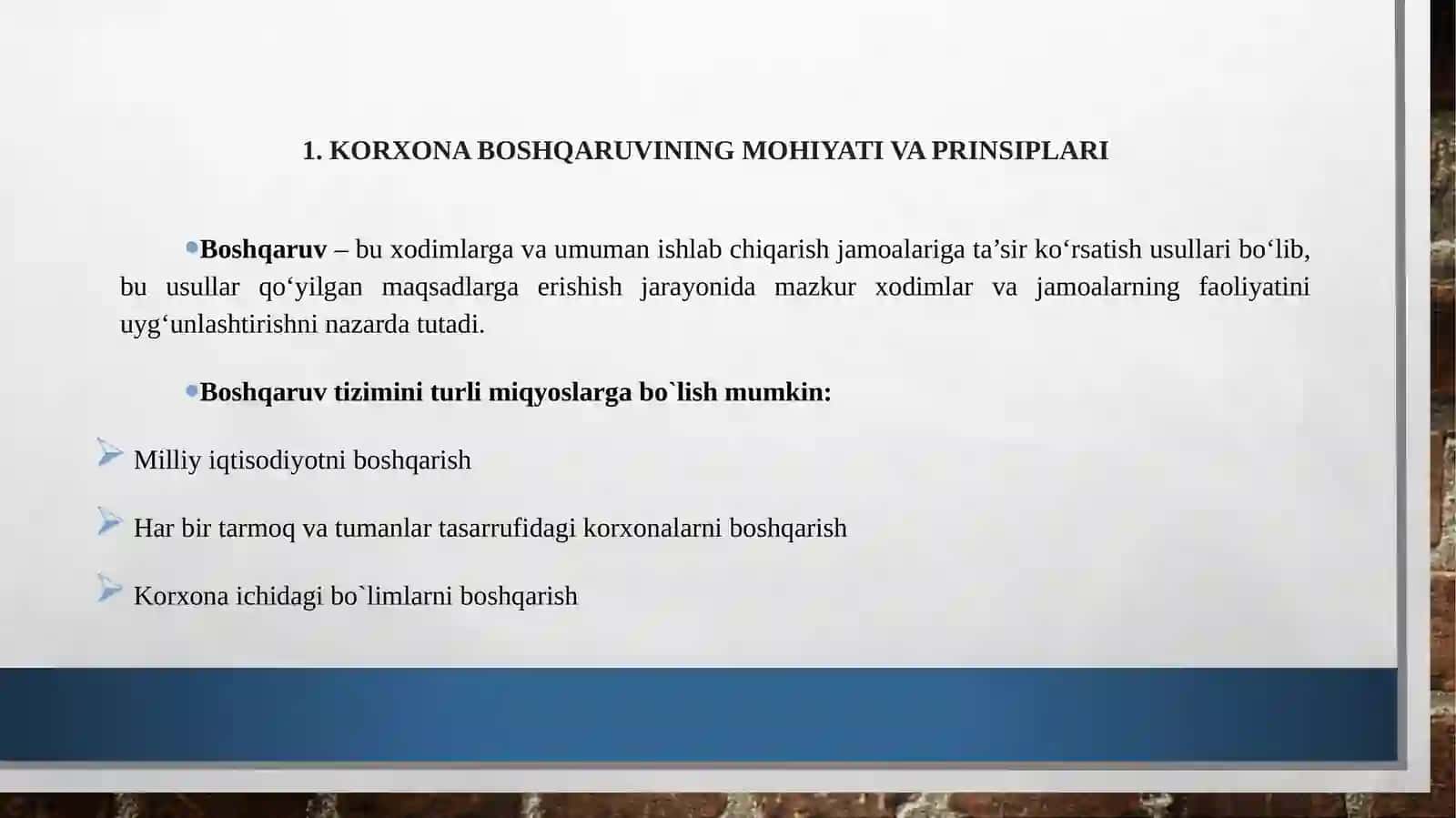Korxonafaoliyatini boshqarish asoslari 3