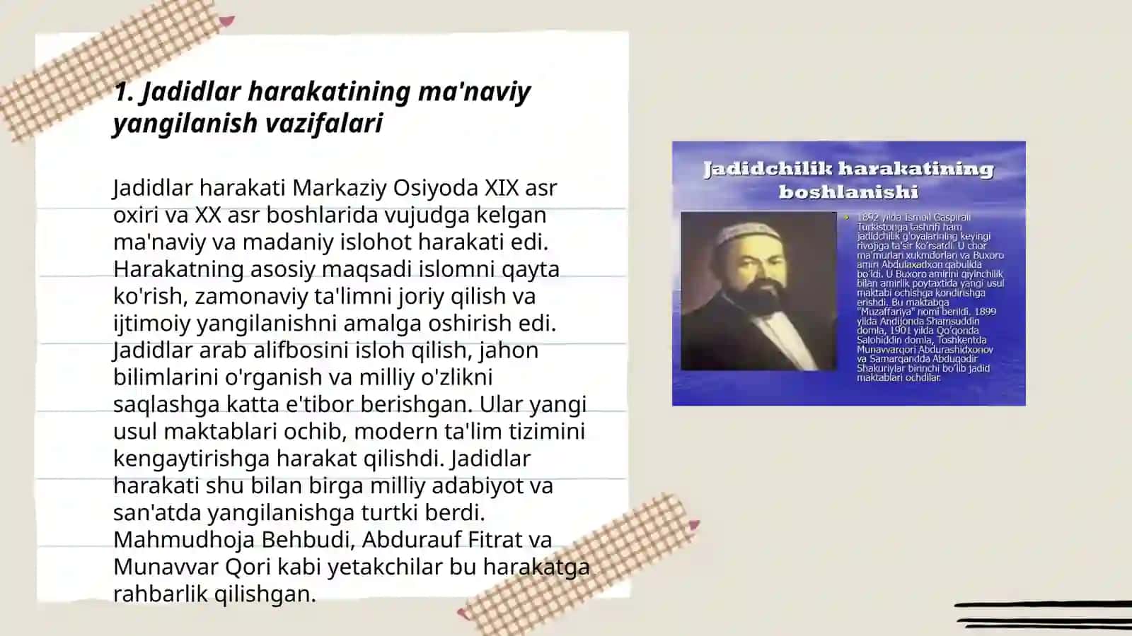 Jadidlar harakatining asosiy vazifalari 3
