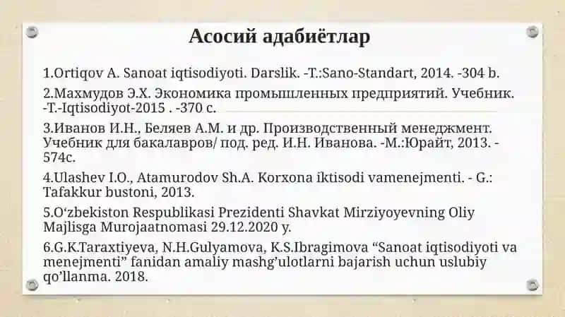 Sanoat korxonasi bozor iqtisodiyoti sifati 3