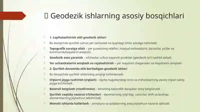Bino va inshootlarni barpo etishdagi geodezik ishlar. 3