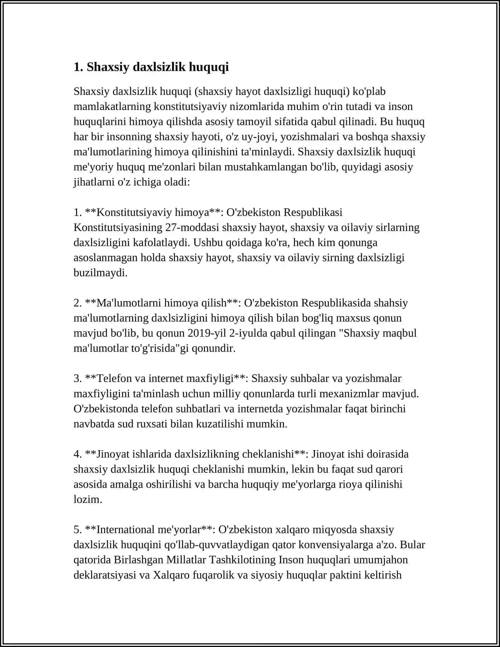 O‘ZBEKISTON RESPUBLIKASI KONSTITUTSIYASIDA SHAXSIY HUQU VA ERKINLIKLAR 3