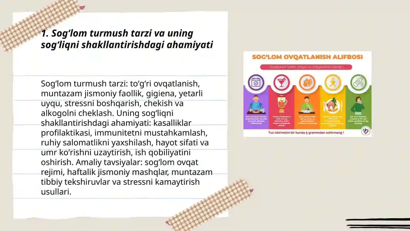 Sogʻlom turmush tarzi va uning salomatlikni shakllantirishdagi ahamiyati va omillari 3