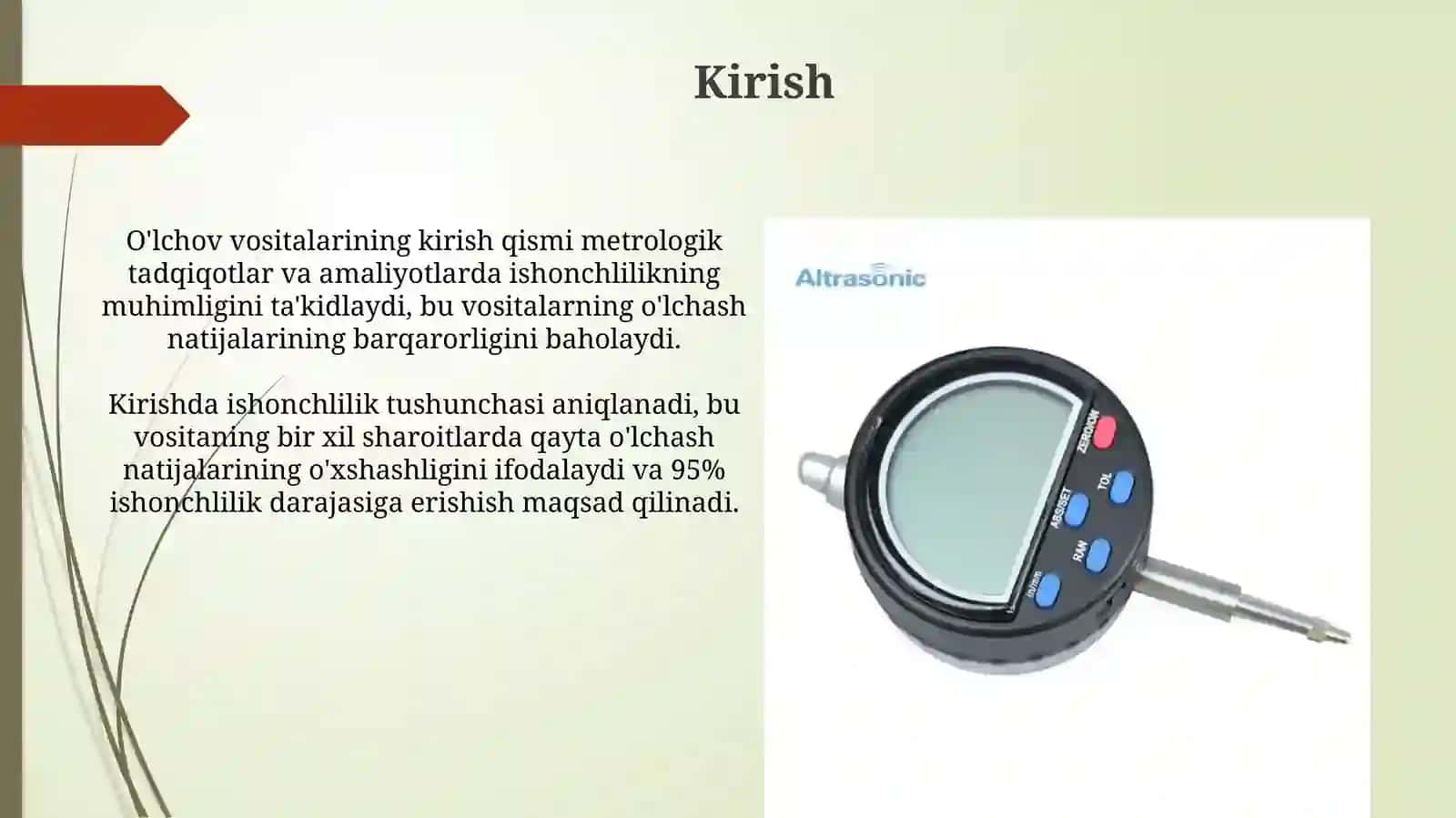 O’lchov vositalarining ishonchlilikkursatkichlari 3