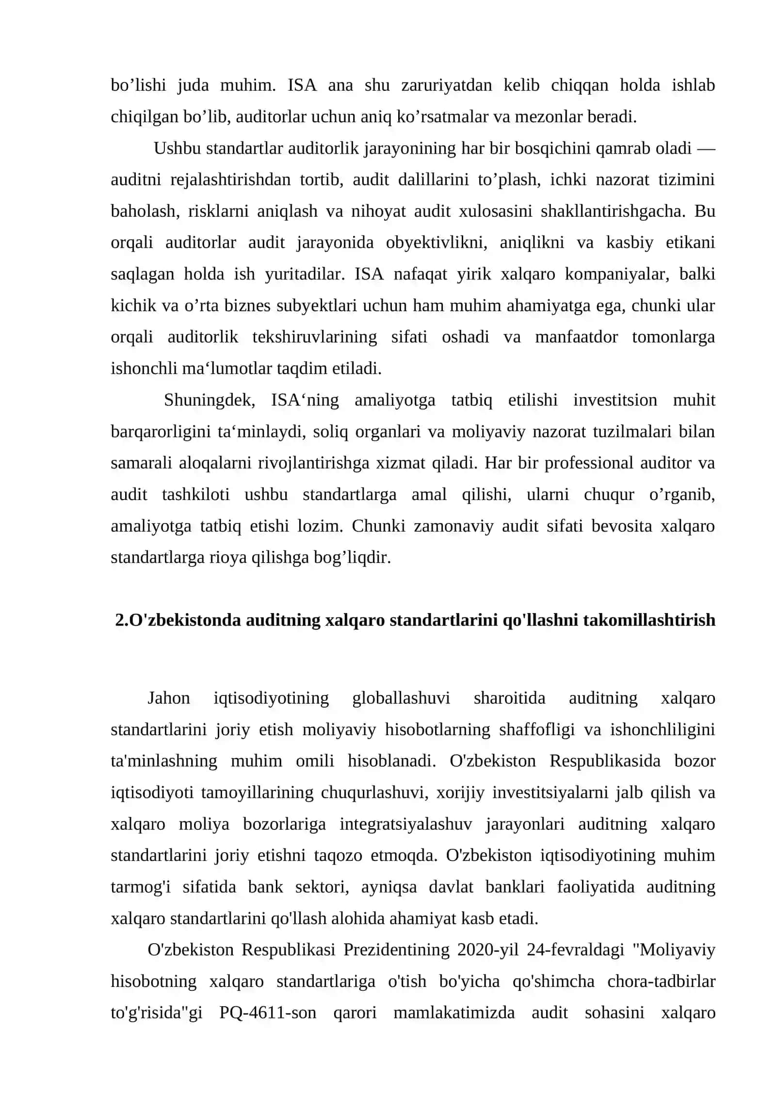 Auditning xalqaro standartrlari sinflashtirish va O'zbekiston Respublikasida qo'llash masalalari 3