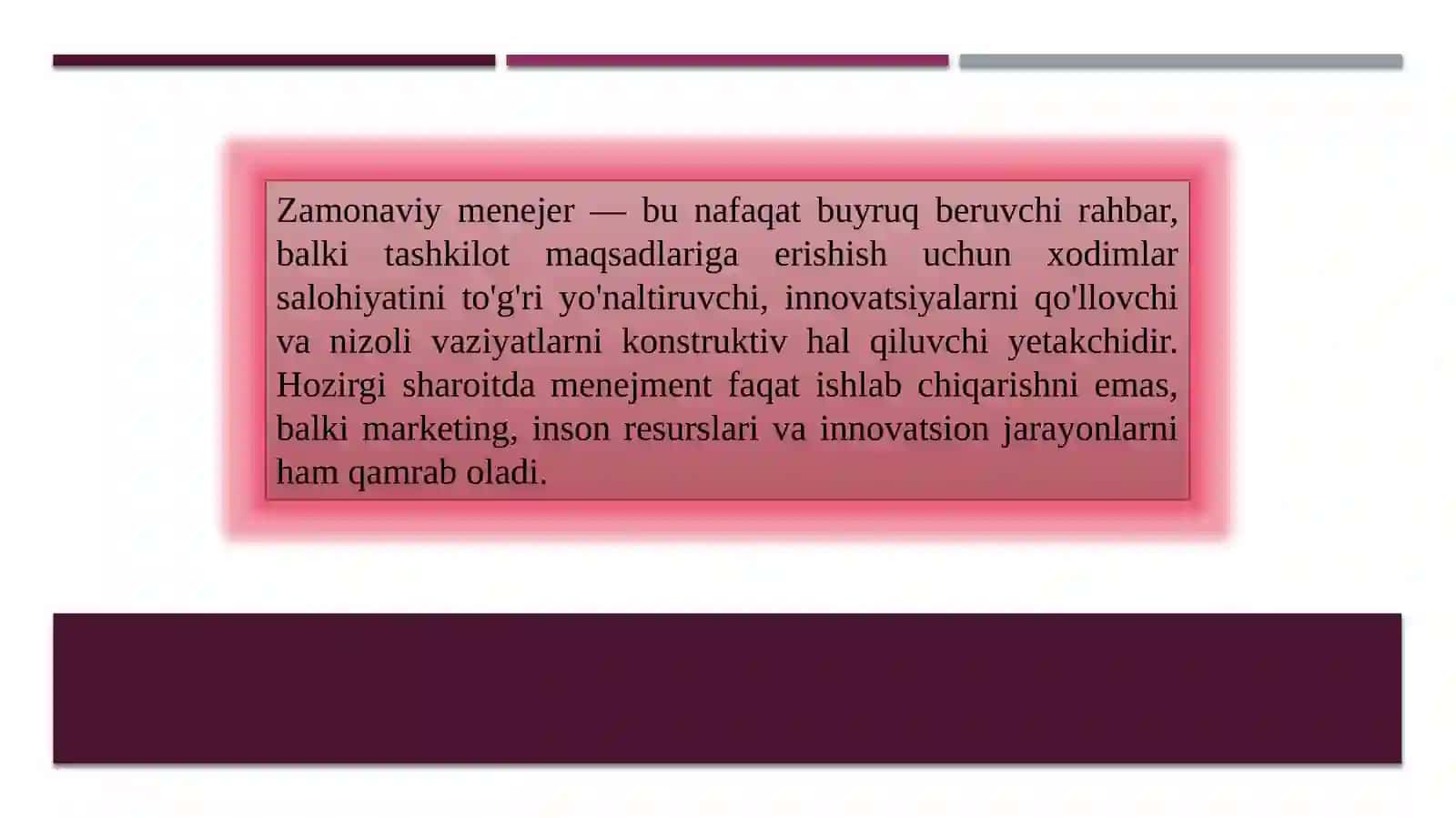 Zamonaviy menejer. Tashkilot xodimlarini boshqarish. Nizolarni boshqarish. 3