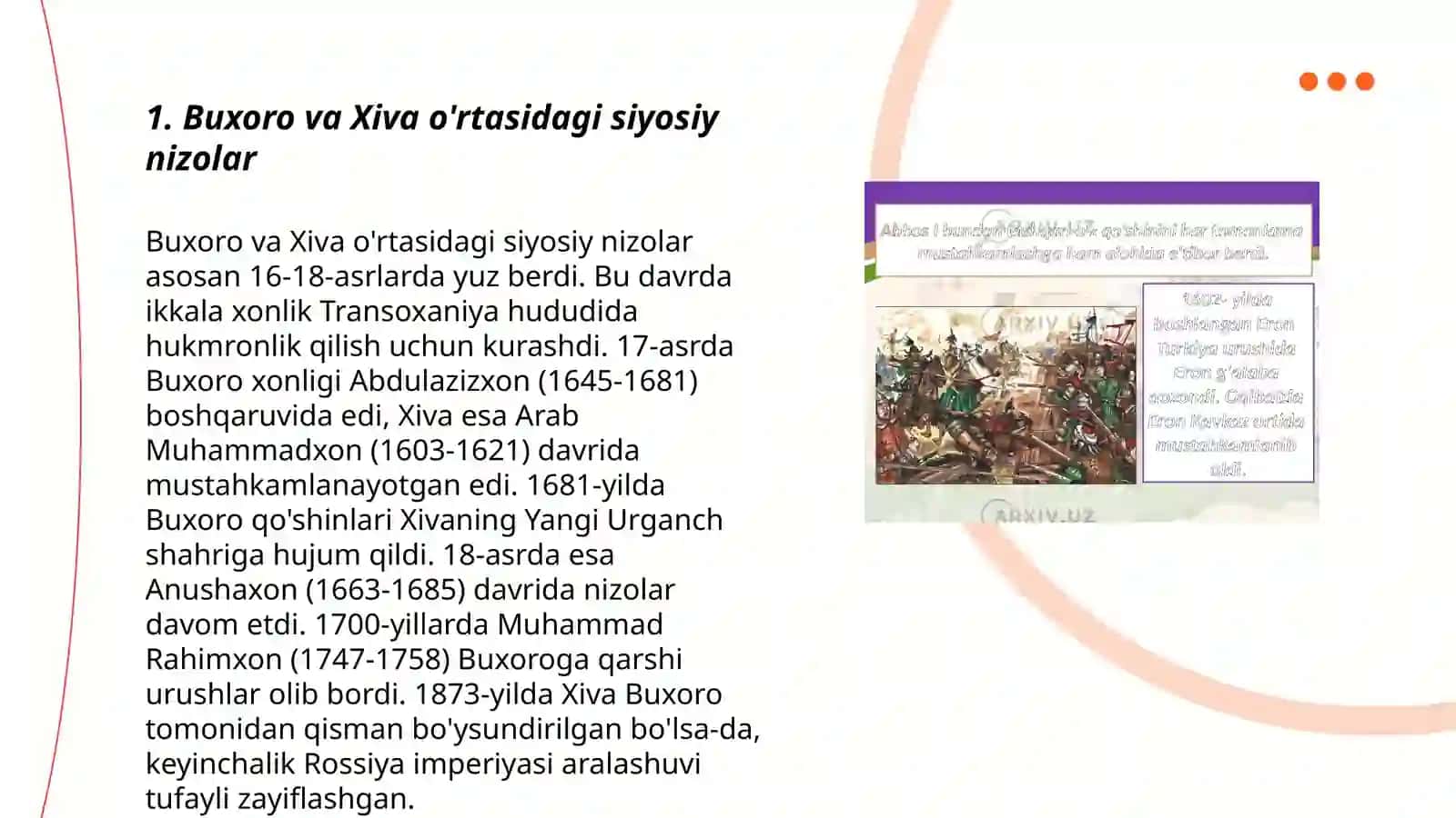 Buxoro va Xiva o'rtasidagi siyosiy nizolar 3