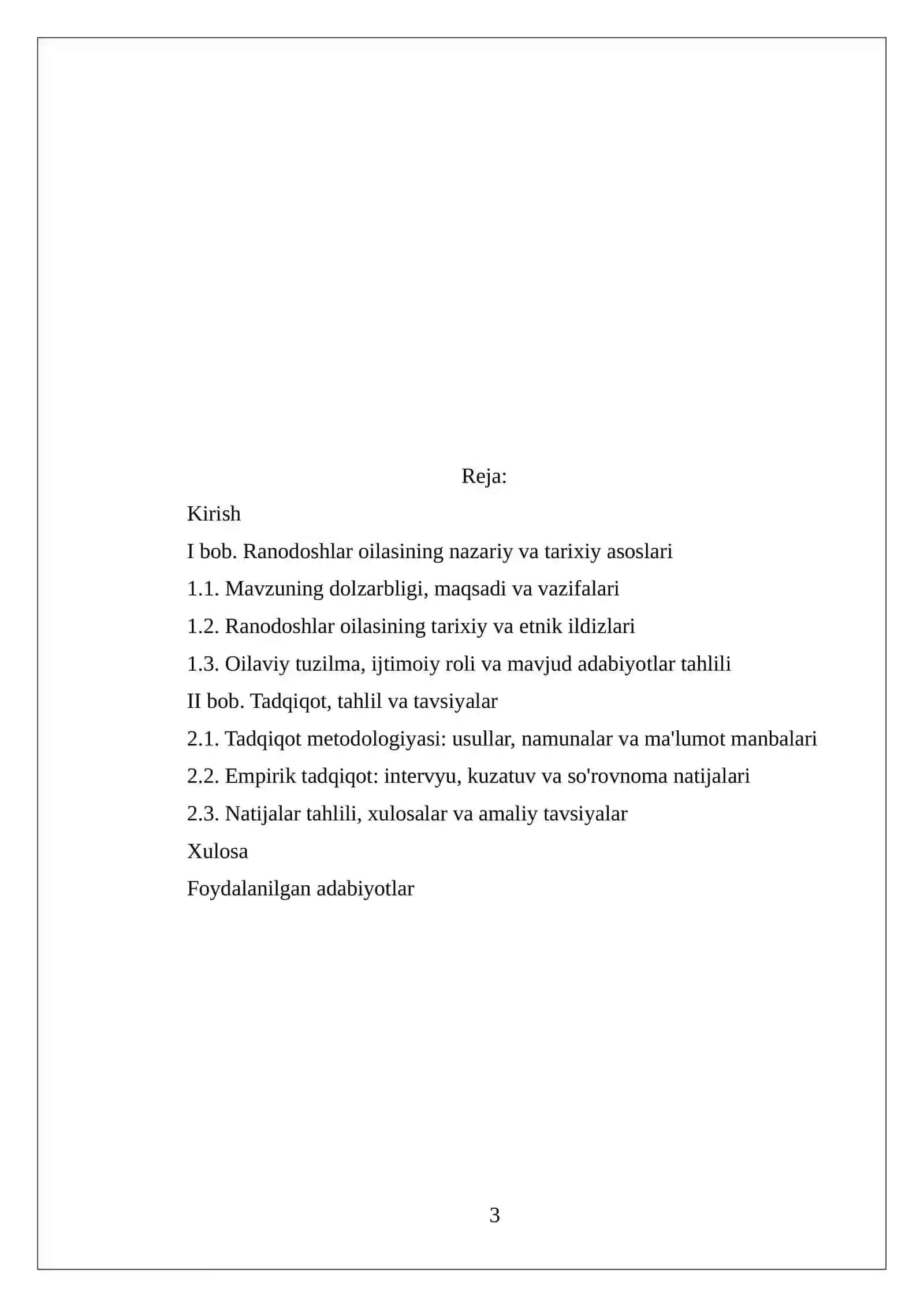 Ranodoshlar oilasi 3