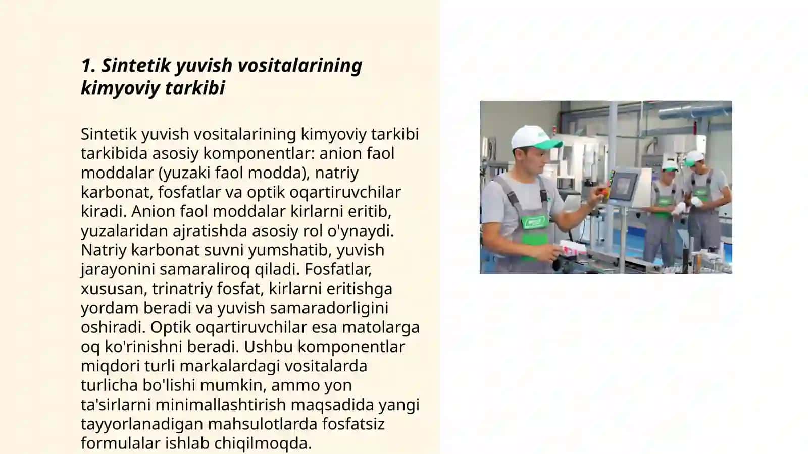 Sintetik yuvish vositalarini ishlab chiqarish texnalogiyasi 3