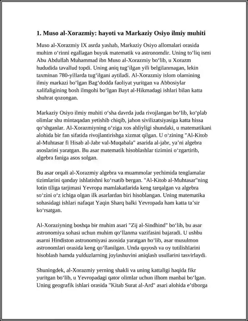 Muso al-Xorazmiy: hayoti va Markaziy Osiyo ilmiy muhiti 3