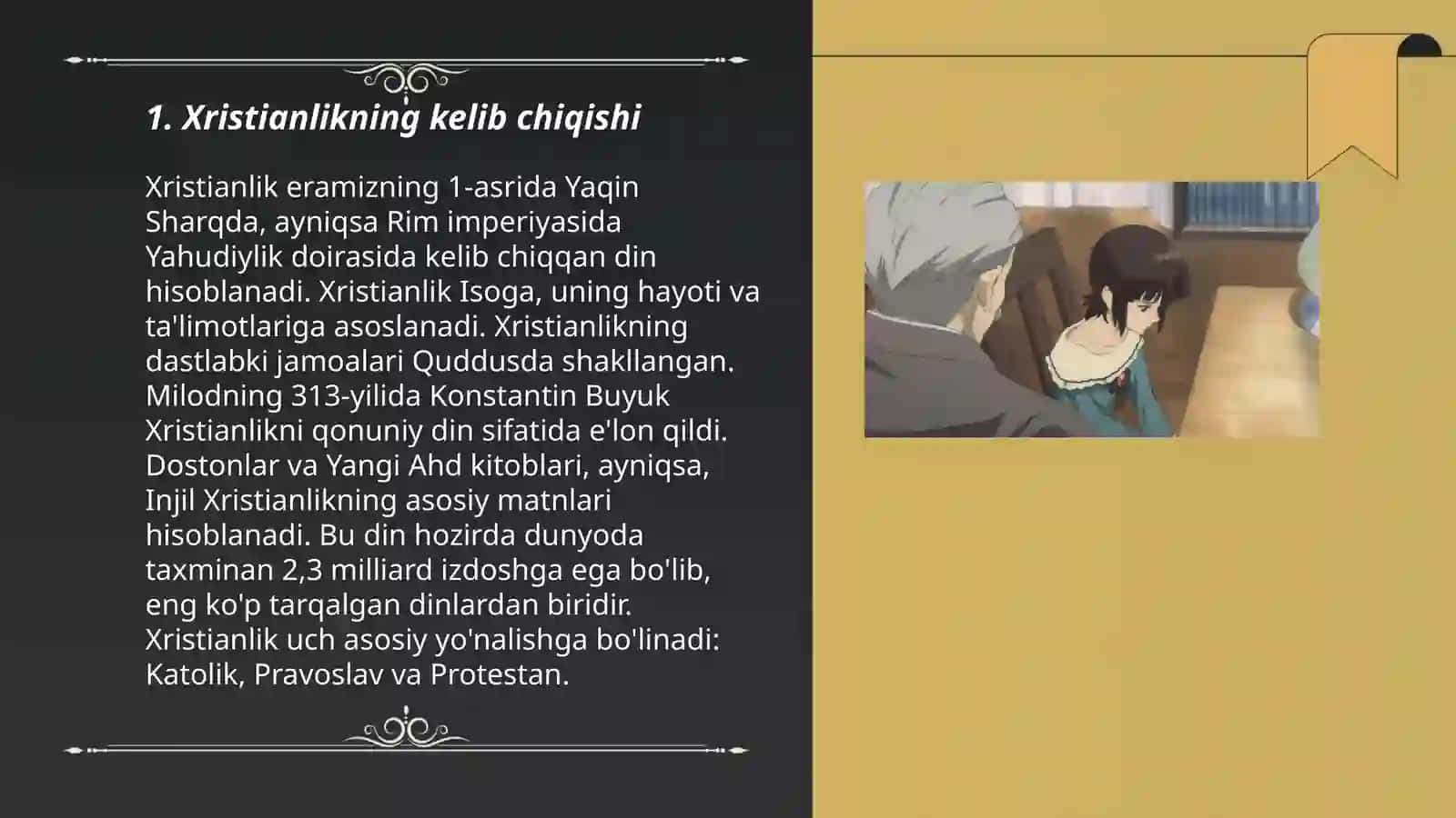 Xristianlikning paydo bulishi,asosiy yunalishlari va ta'limotlari 3