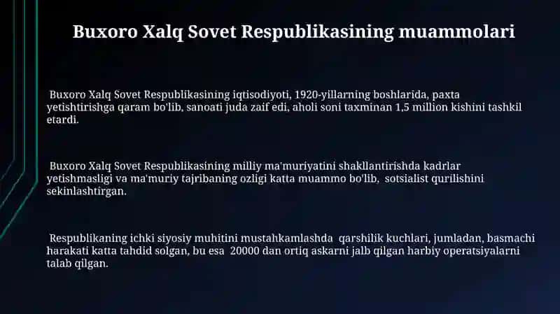Buxoro Xalq Sovet Respublikasining muammolari 3