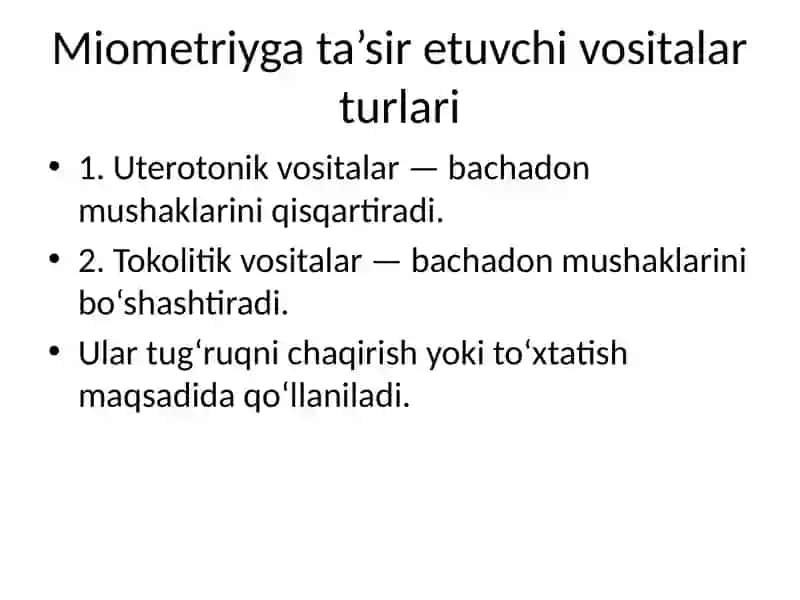 Miometriy va narkoz vositalari 3