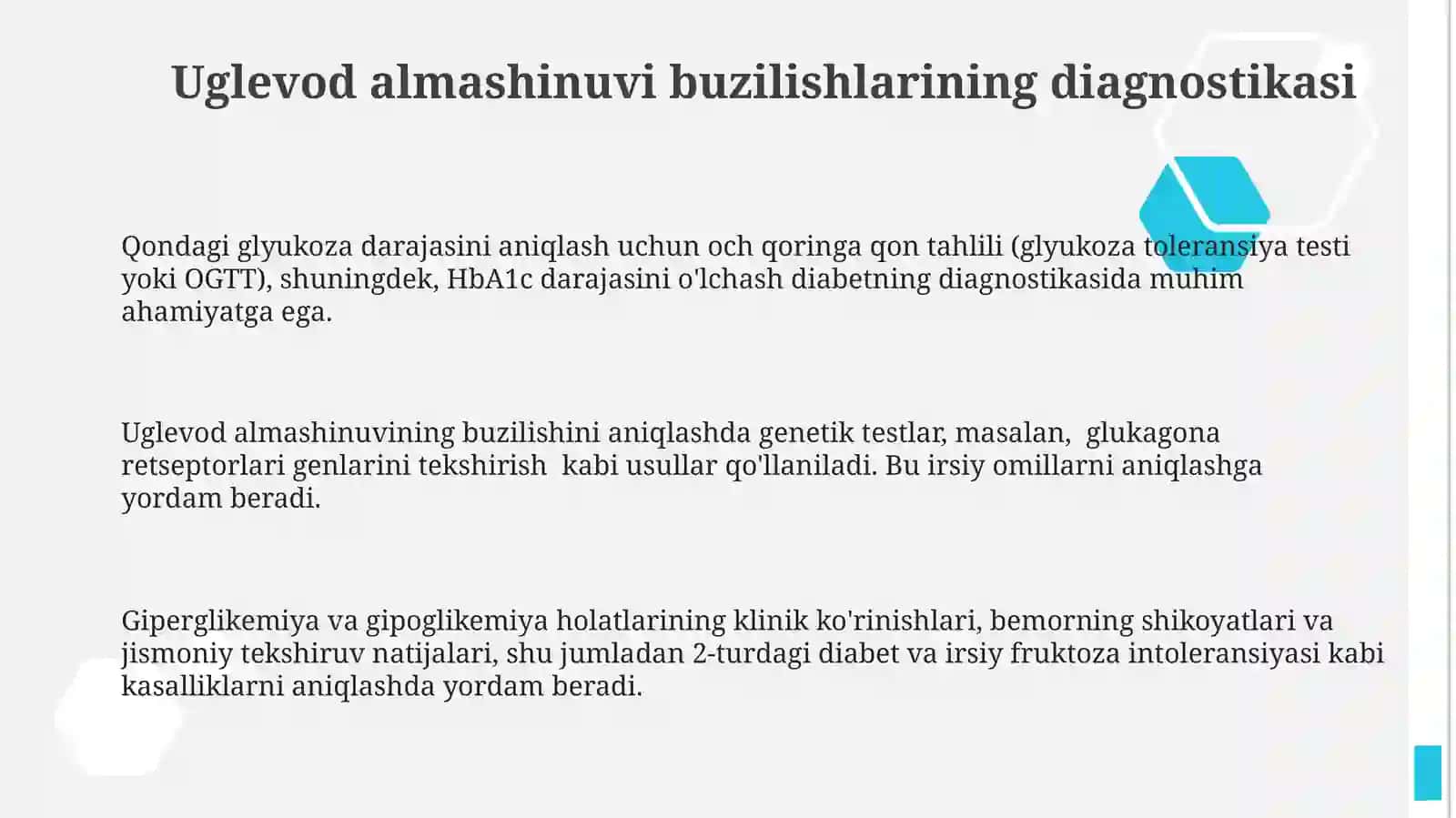 Karbonsuvlar patologik almashinuvining buzulishi 3